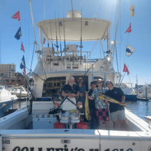 Stern and fishing deck of Colleen's Magic charter boat in Cabo San Lucas